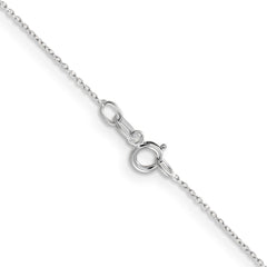 14K White Gold 24 inch .6mm Diamond-cut Round Open Link Cable with Spring Ring Clasp Chain