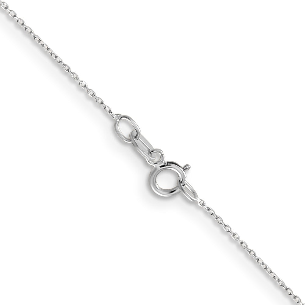 14K White Gold 22 inch .6mm Diamond-cut Round Open Link Cable with Spring Ring Clasp Chain