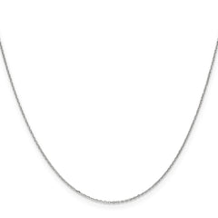 14K White Gold 22 inch .8mm Diamond-cut Cable with Spring Ring Clasp Chain