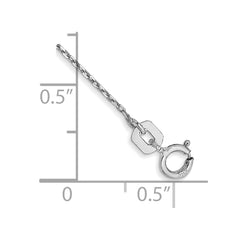 14K White Gold 9 inch .8mm Diamond-cut Cable with Spring Ring Clasp Anklet