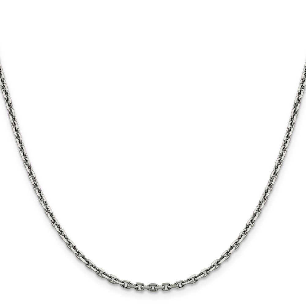 14K White Gold 16 inch 2.5mm Diamond-cut Cable with Lobster Clasp Chain