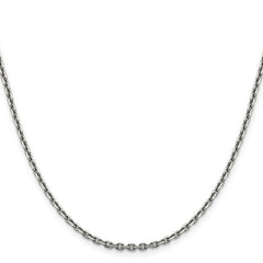 14K White Gold 18 inch 2.5mm Diamond-cut Cable with Lobster Clasp Chain