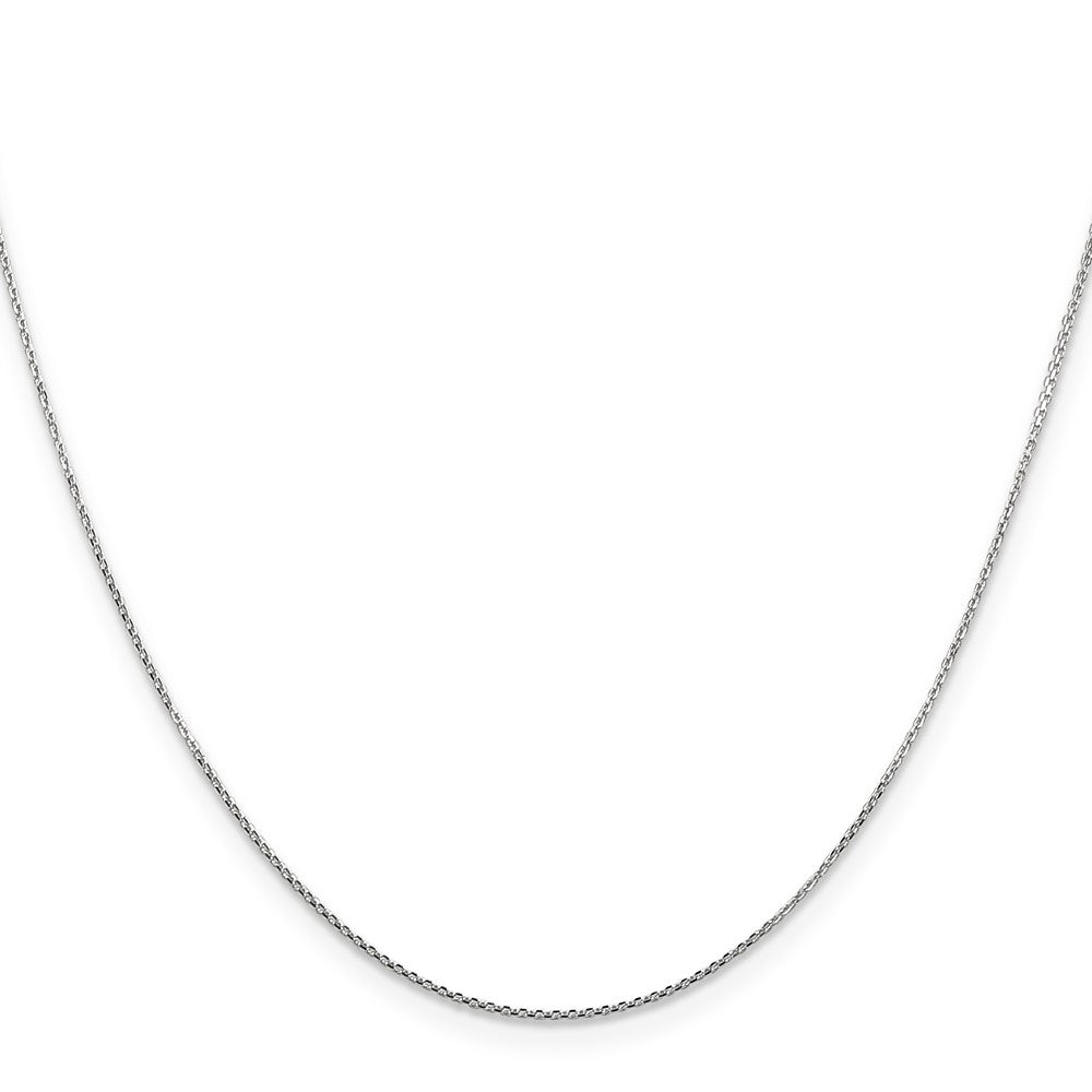 14K White Gold 30 inch .8mm Diamond-cut Round Open Link Cable with Lobster Clasp Chain