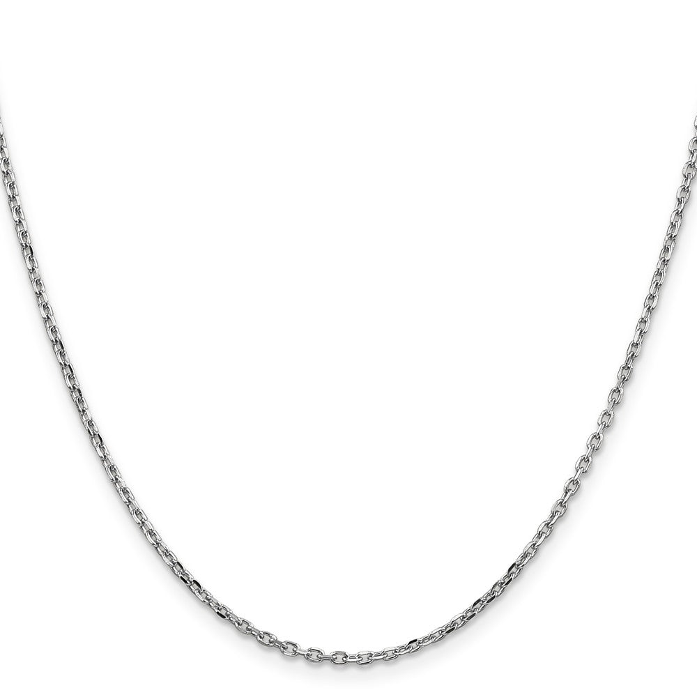 14K White Gold 22 inch 1.8mm Diamond-cut Round Open Link Cable with Lobster Clasp Chain