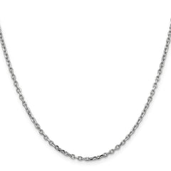 14K White Gold 16 inch 2.2mm Diamond-cut Round Open Link Cable with Lobster Clasp Chain