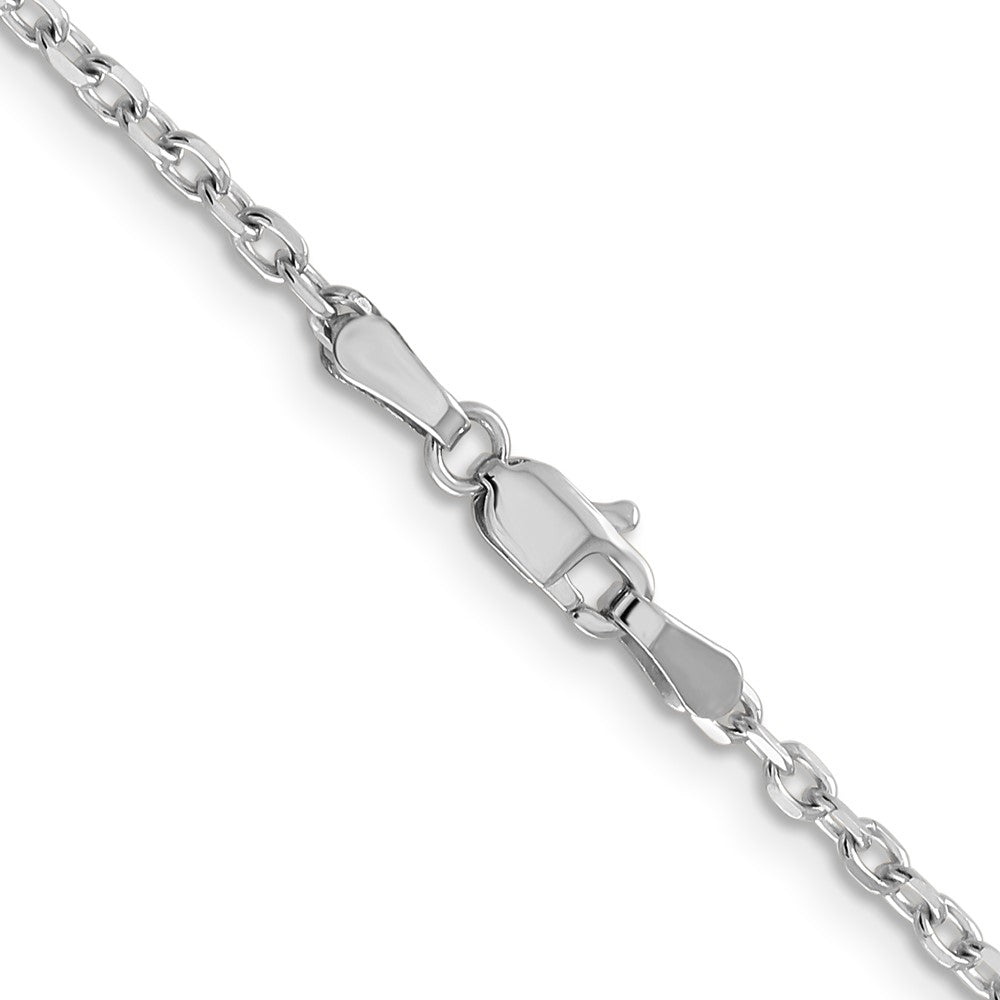 14K White Gold 16 inch 2.2mm Diamond-cut Round Open Link Cable with Lobster Clasp Chain