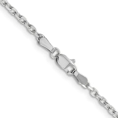 14K White Gold 18 inch 2.2mm Diamond-cut Round Open Link Cable with Lobster Clasp Chain