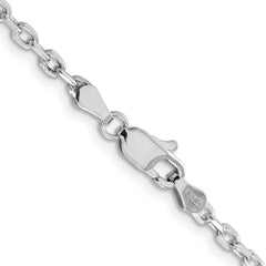 14K White Gold 20 inch 3mm Diamond-cut Round Open Link Cable with Lobster Clasp Chain