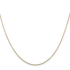 14K 16 inch .8mm Diamond-cut Round Open Link Cable with Lobster Clasp Chain