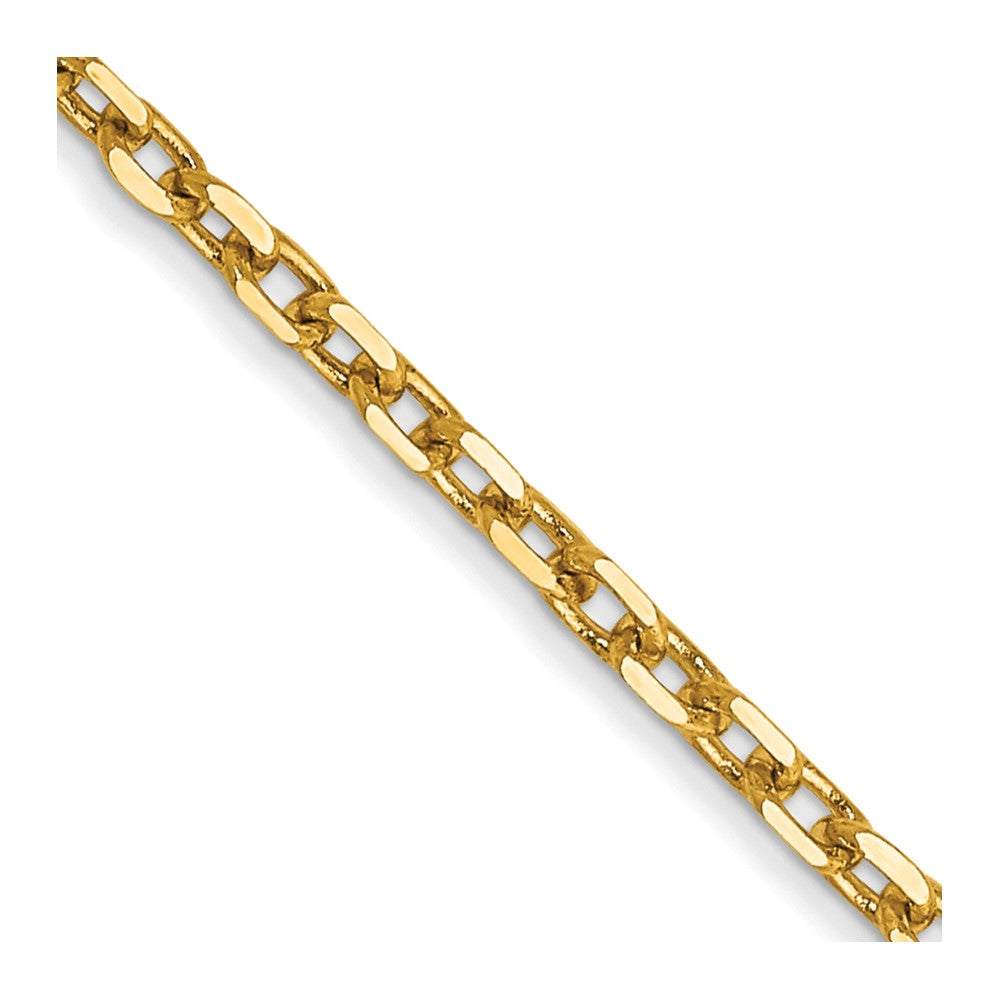14K 26 inch 1.8mm Diamond-cut Round Open Link Cable with Lobster Clasp Chain
