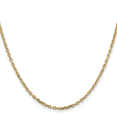 14K 22 inch 2.2mm Diamond-cut Round Open Link Cable with Lobster Clasp Chain