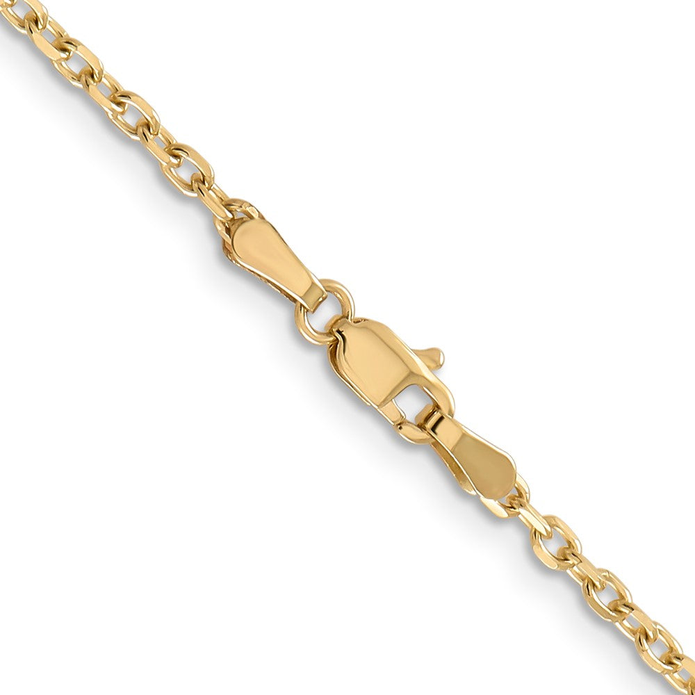 14K 26 inch 2.2mm Diamond-cut Round Open Link Cable with Lobster Clasp Chain