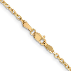 14K 16 inch 2.2mm Diamond-cut Round Open Link Cable with Lobster Clasp Chain