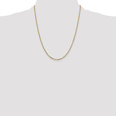 14K 22 inch 2.2mm Diamond-cut Round Open Link Cable with Lobster Clasp Chain