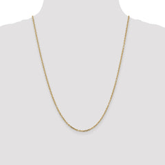 14K 24 inch 2.2mm Diamond-cut Round Open Link Cable with Lobster Clasp Chain