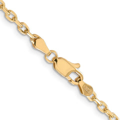 14K 30 inch 3mm Diamond-cut Round Open Link Cable with Lobster Clasp Chain