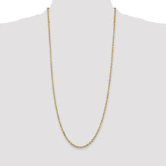 14K 30 inch 3mm Diamond-cut Round Open Link Cable with Lobster Clasp Chain