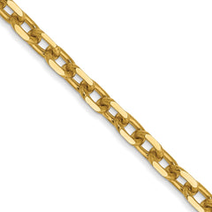 14K 16 inch 3mm Diamond-cut Round Open Link Cable with Lobster Clasp Chain