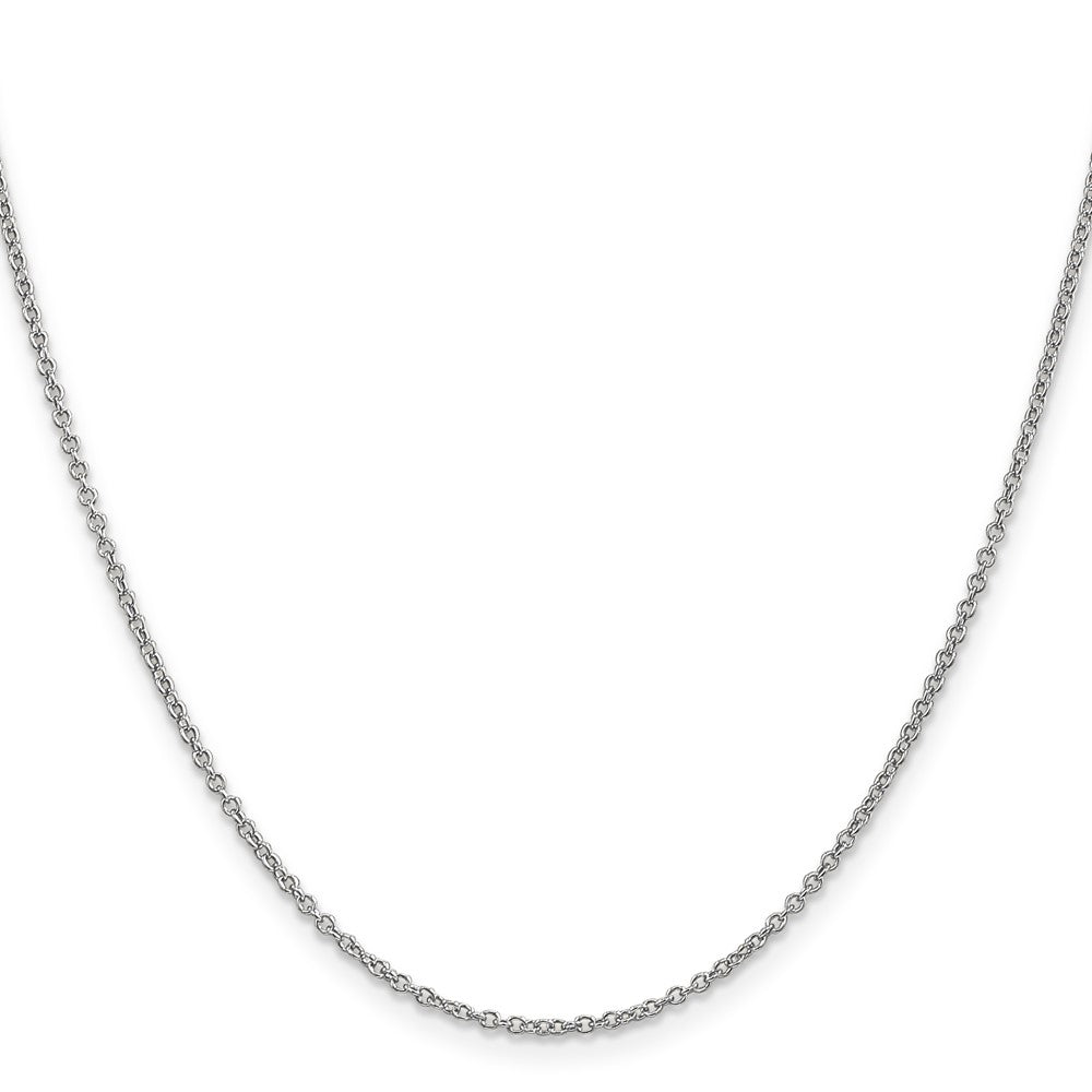 14K White Gold 16 inch 1.4mm Round Open Wide Link Cable with Lobster Clasp Chain