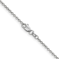 14K White Gold 24 inch 1.4mm Round Open Wide Link Cable with Lobster Clasp Chain