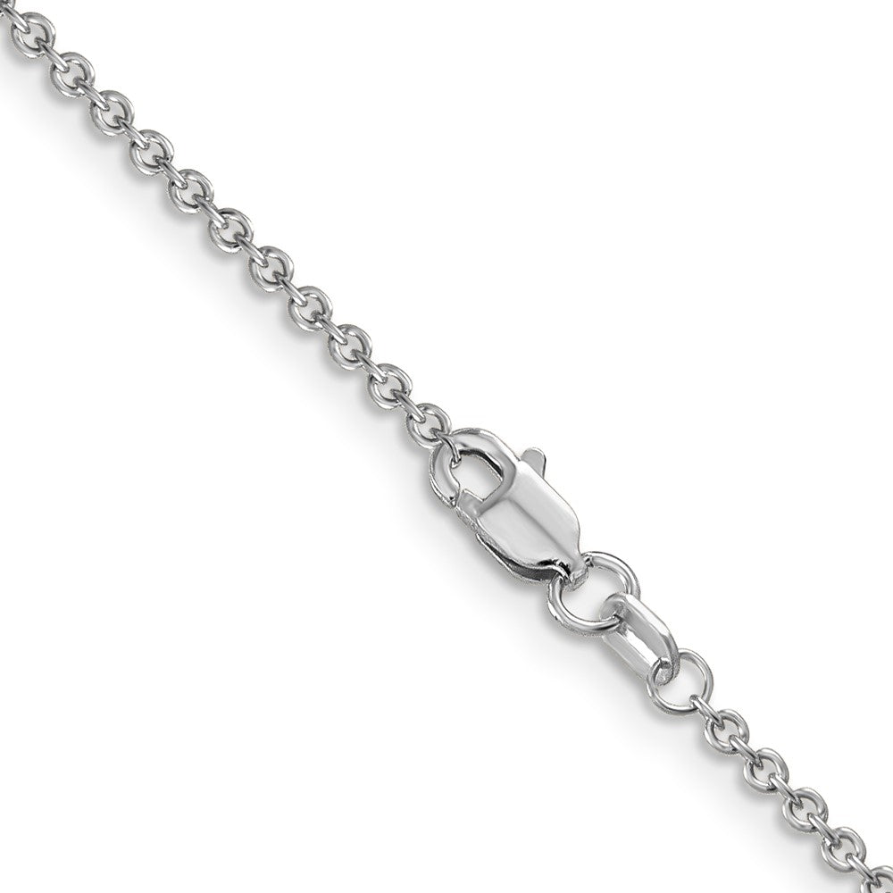 14K White Gold 22 inch 1.6mm Round Open Link Cable with Lobster Clasp Chain