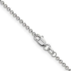 14K White Gold 24 inch 1.6mm Round Open Link Cable with Lobster Clasp Chain