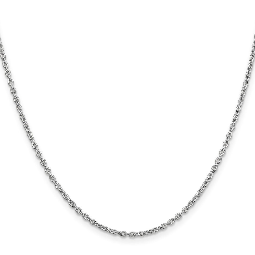 14K White Gold 24 inch 2mm Round Open Link Cable with Lobster Clasp Chain