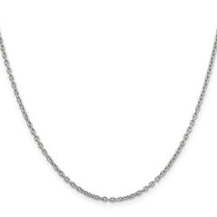 14K White Gold 20 inch 2mm Round Open Link Cable with Lobster Clasp Chain