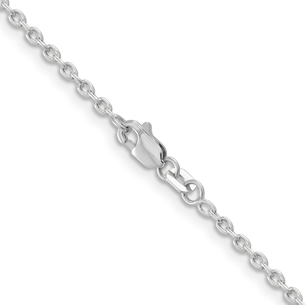 14K White Gold 16 inch 2mm Round Open Link Cable with Lobster Clasp Chain