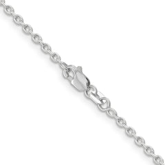 14K White Gold 18 inch 2mm Round Open Link Cable with Lobster Clasp Chain