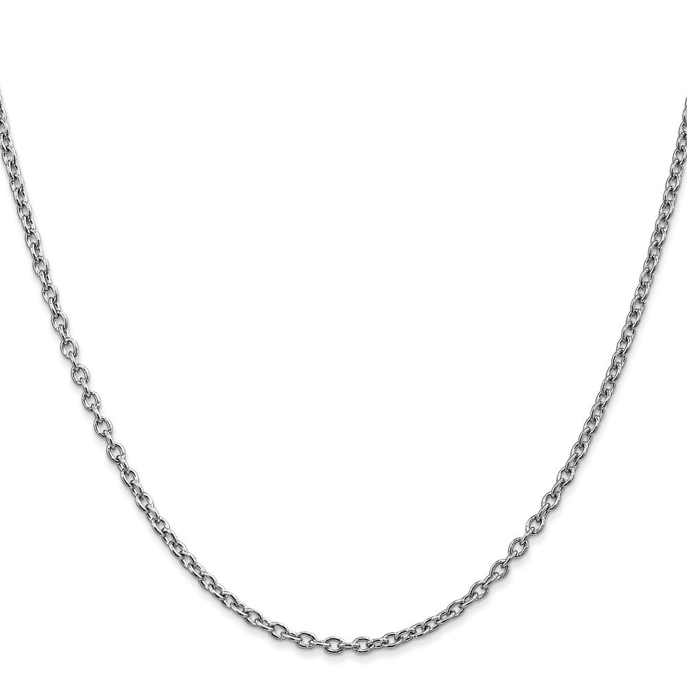 14K White Gold 30 inch 2.4mm Round Open Link Cable with Lobster Clasp Chain