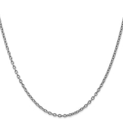 14K White Gold 30 inch 2.4mm Round Open Link Cable with Lobster Clasp Chain