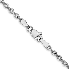 14K White Gold 20 inch 2.4mm Round Open Link Cable with Lobster Clasp Chain