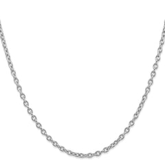 14K White Gold 22 inch 3.2mm Round Open Link Cable with Lobster Clasp Chain