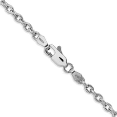 14K White Gold 22 inch 3.2mm Round Open Link Cable with Lobster Clasp Chain