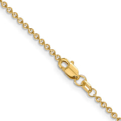 14K 22 inch 1.6mm Round Open Link Cable with Lobster Clasp Chain