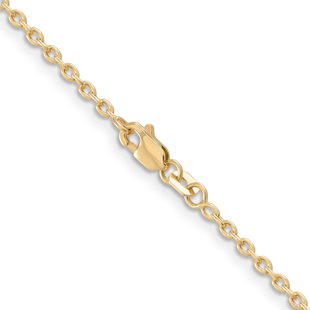 14K 22 inch 2mm Round Open Link Cable with Lobster Clasp Chain