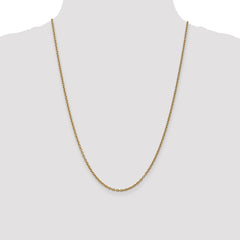 14K 24 inch 2.4mm Round Open Link Cable with Lobster Clasp Chain