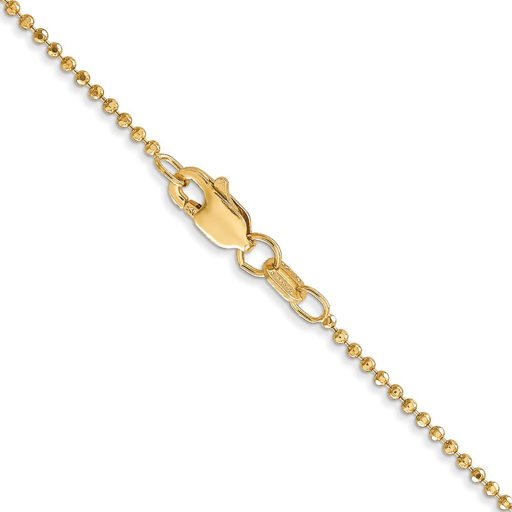 14K 24 inch 1.2mm Diamond-cut Beaded with Lobter Clasp Pendant Chain