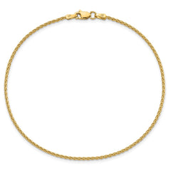 14k 9 inch 1.5mm Parisian Wheat with Lobster Clasp Anklet