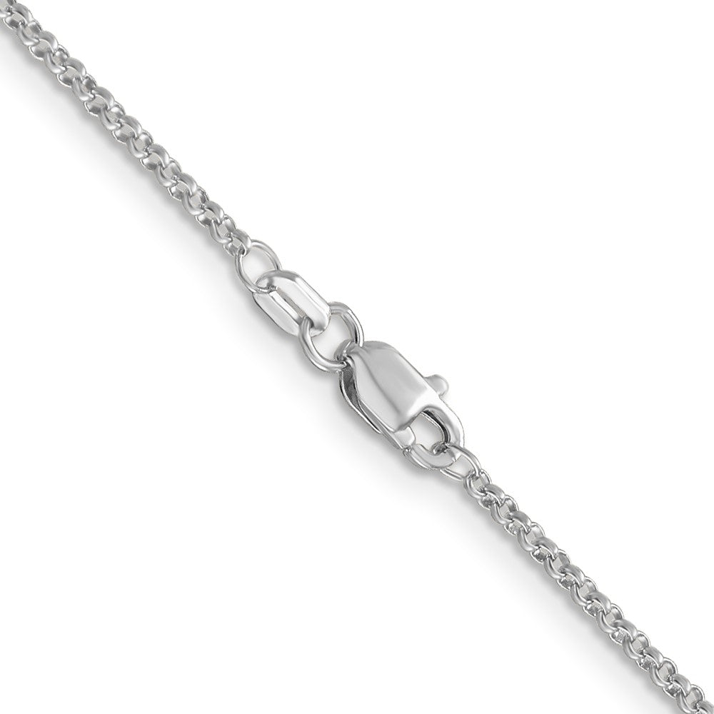 14k White Gold 1.55mm Rolo Pendant Chain