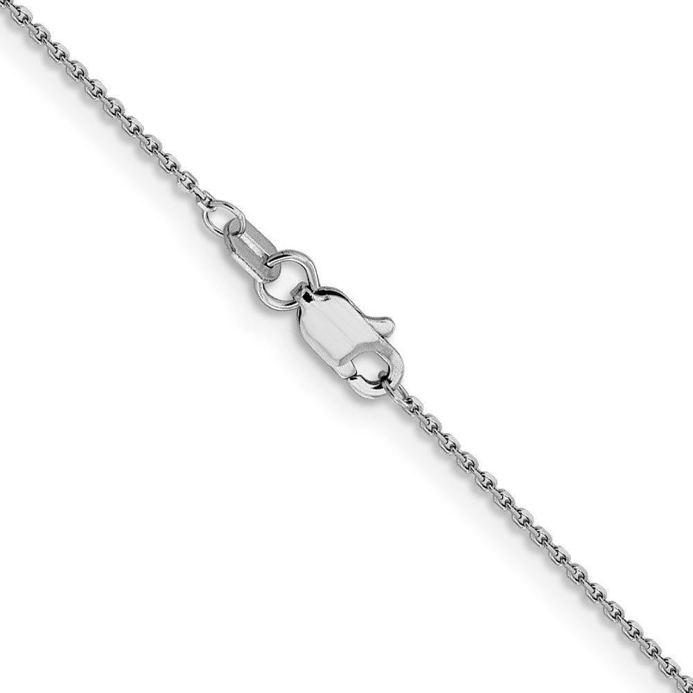 14K White Gold 20 inch .9mm Diamond-cut Round Open Link Cable with Lobster Clasp Chain