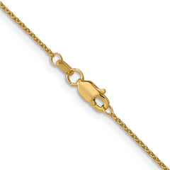 14K 14 inch 1mm Round Open Link Cable with Lobster Clasp Chain