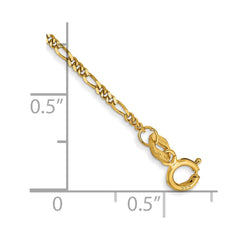 14K 9 inch 1.25mm Flat Figaro with Spring Ring Clasp Anklet
