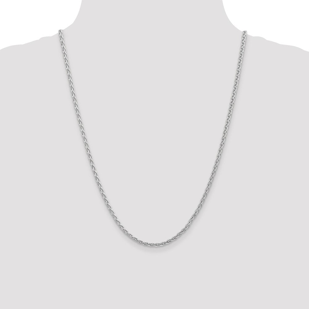 14K White Gold 24 inch 4mm Parisian Wheat with Lobster Clasp Chain