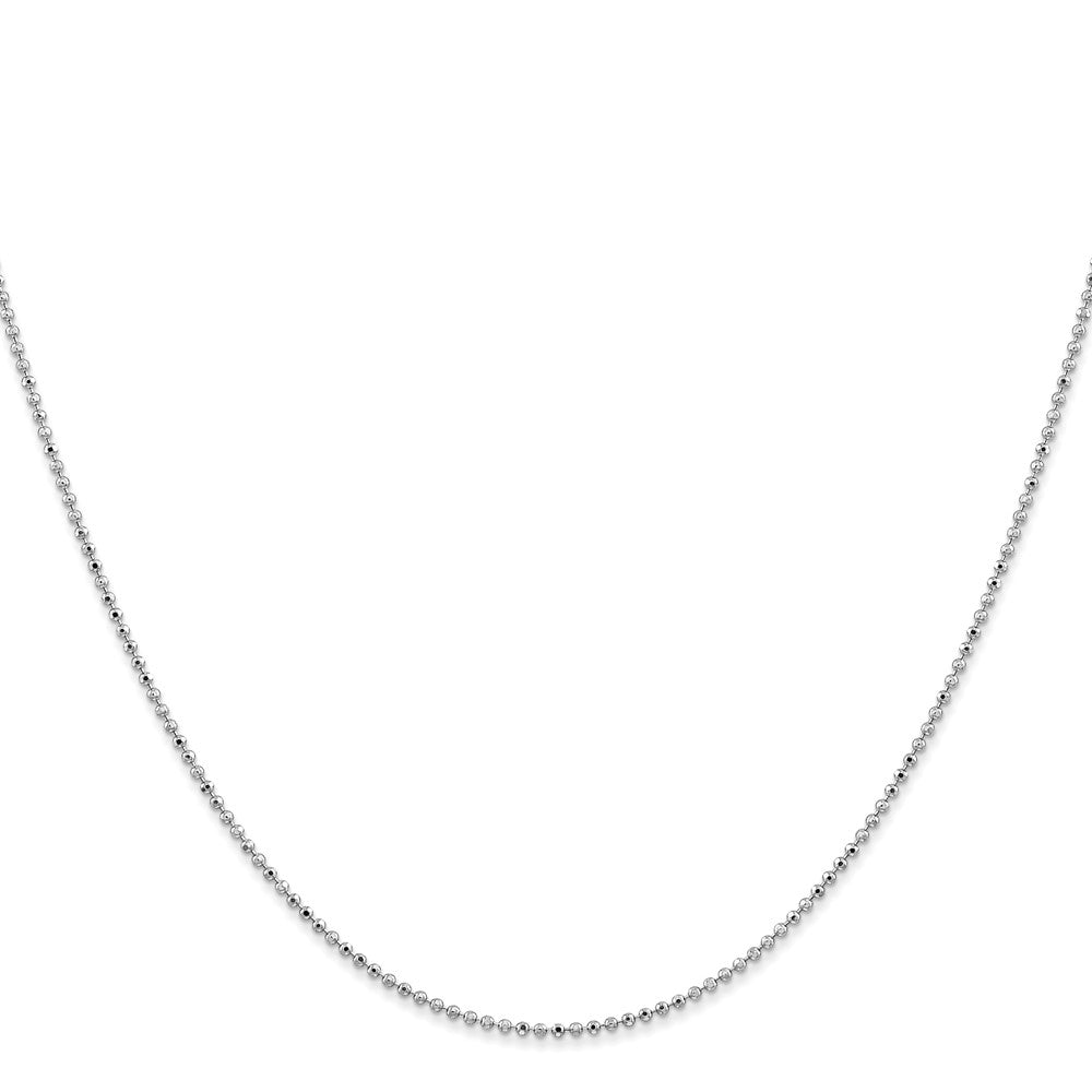 14K White Gold 18 inch 1.2mm Diamond-cut Beaded with Lobter Clasp Pendant Chain