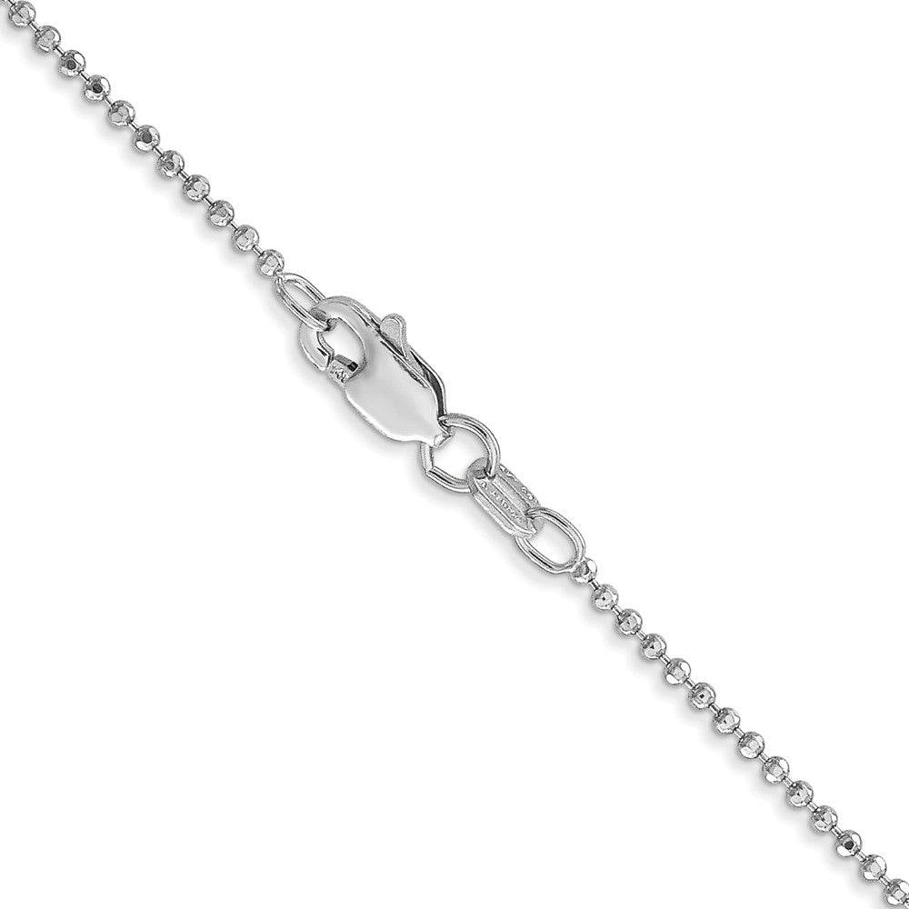 14K White Gold 18 inch 1.2mm Diamond-cut Beaded with Lobter Clasp Pendant Chain