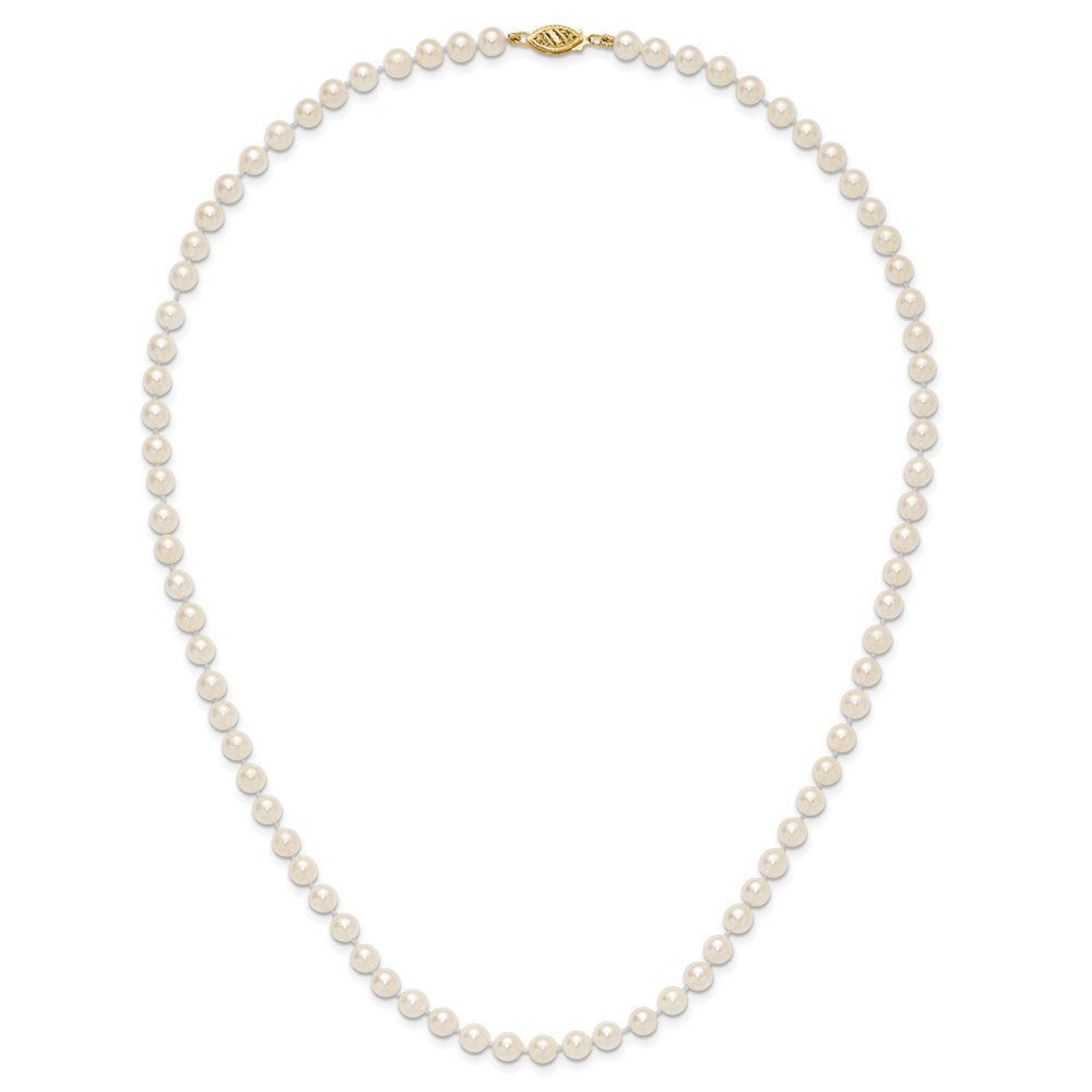 14k 5-6mm Round White Saltwater Akoya Cultured Pearl Necklace