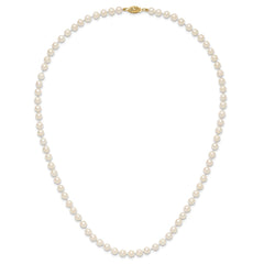 14k 5-6mm Round White Saltwater Akoya Cultured Pearl Necklace