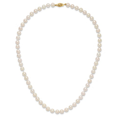 14k 6-7mm White Round Akoya Saltwater Cultured Pearl 18 inch Necklace - 2